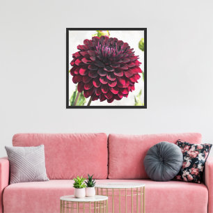 Lienzo Foto en color oscuro rojo de Dahlia en Bloom