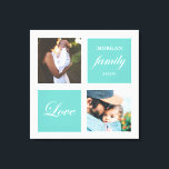 Lienzo foto familiar moderna monograma pastel<br><div class="desc">Paleta de colores pastel dos arte de pared personalizado con fotografía con escritura elegante "amor" y "familia" y su propio monograma y fecha. Precioso acento de decoración casera personalizada</div>