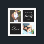 Lienzo foto familiar moderna monograma pastel<br><div class="desc">Paleta de colores pastel dos arte de pared personalizado con fotografía con escritura elegante "amor" y "familia" y su propio monograma y fecha. Precioso acento de decoración casera personalizada</div>