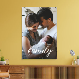 Lienzo Foto familiar personalizada con guión moderno