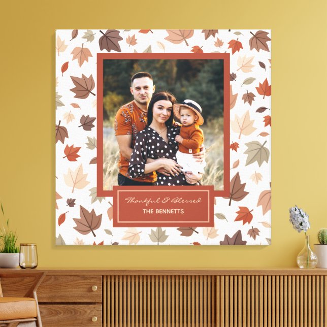 Lienzo Foto familiar personalizada de hojas de otoño (Insitu (Sala de estar))