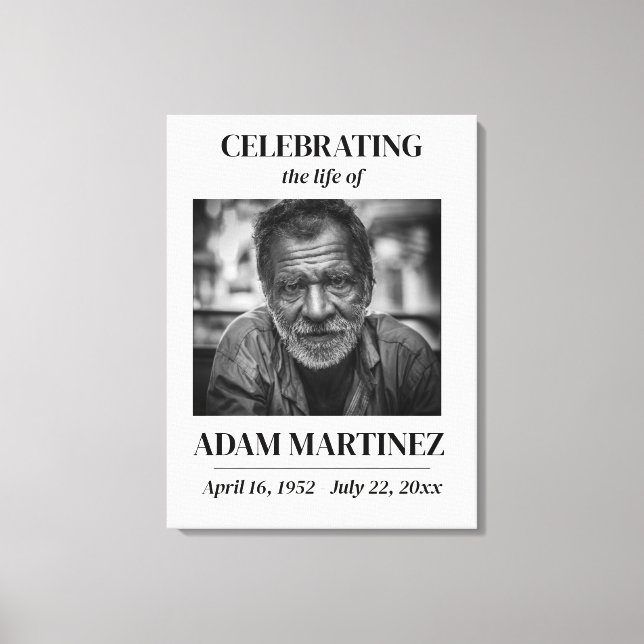 Lienzo Foto Invitación Funeral Celebración De Vida Memori (Anverso)