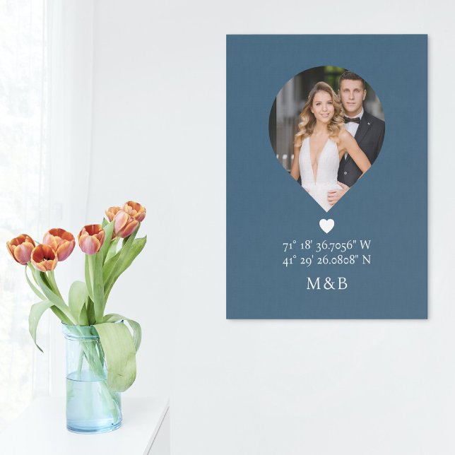 Lienzo Foto Monograma Romántico Corazón Coordina Moderno (Subido por el creador)