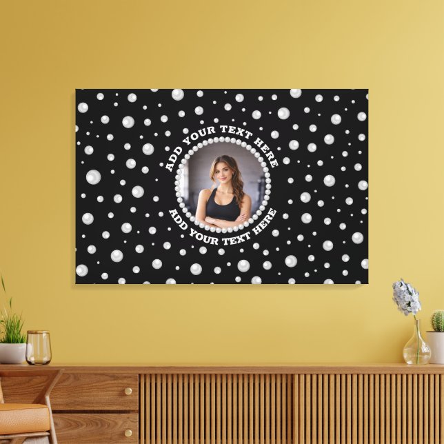 Lienzo Foto personalizada con círculo de perlas sobre neg (Insitu (Sala de estar))