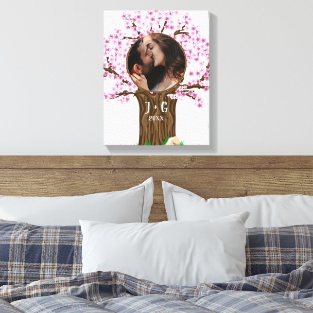 Lienzo Foto personalizada de pareja linda (Insitu(Dormitorio))
