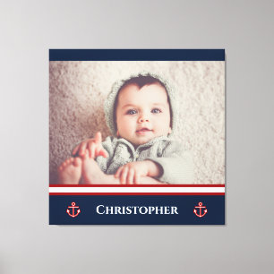 Lienzo Foto personalizado Nautical Marine Navy Blanco Roj