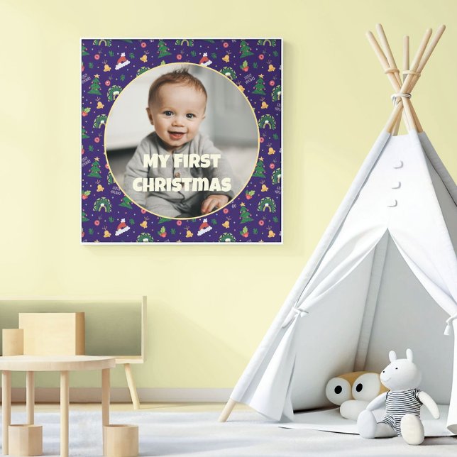 Lienzo Foto personalizado: primeros regalos de Navidad pa (Custom Photo First Christmas Gifts for Daughter)