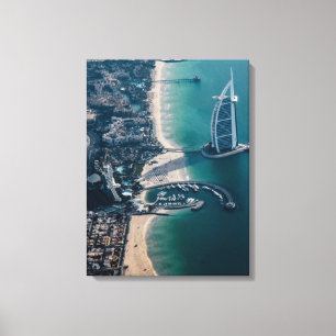 Lienzo fotografía aérea de Burj Al-Arab cerca de la costa