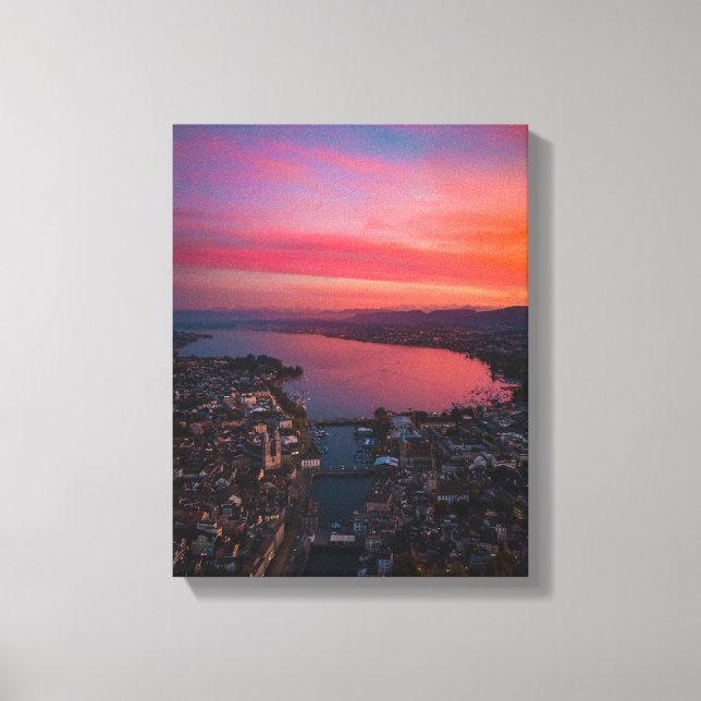 Lienzo fotografía aérea de edificios urbanos (Anverso)