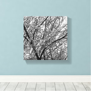 Lienzo Fotografía artística en blanco y negro de nieve en