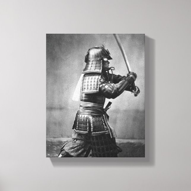 Lienzo Fotografía de época de un Samurai c. 1860 (Anverso)