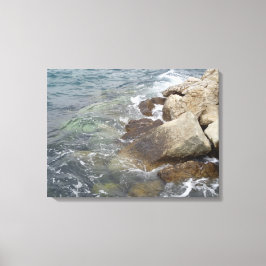 Lienzo Fotografía de la costa de las rocas del agua del m