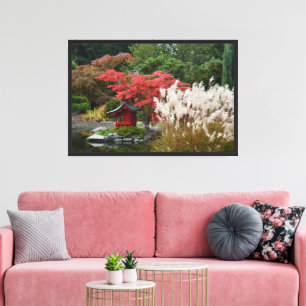 Lienzo Fotografía de la escena de otoño en el jardín japo