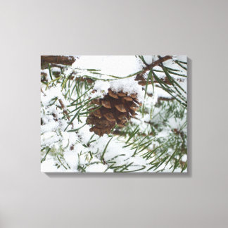 Lienzo Fotografía de la naturaleza de la nieve de Pine Co