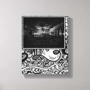 Lienzo Fotografía de la Sala de Baile en Blanco y Negro