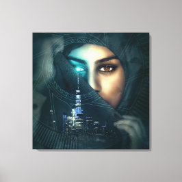 Lienzo Fotografía de Lady Cityscape