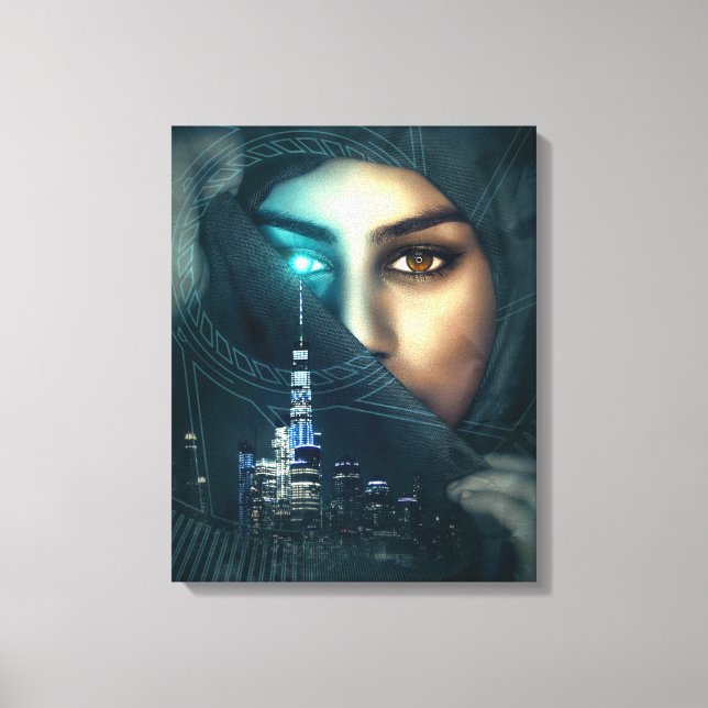 Lienzo Fotografía de Lady Cityscape (Anverso)