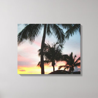 Lienzo Fotografía de paisajes tropicales de palmas de sol