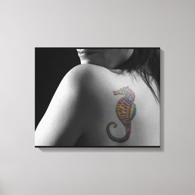 Lienzo fotografía de tatuaje de color de hombro de mujer (Anverso)