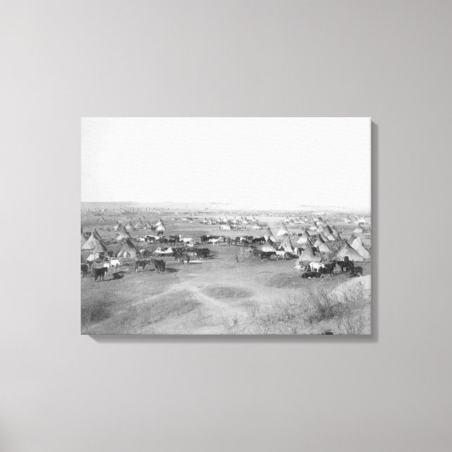 Lienzo Fotografía del "Hostile Campamento Indio" de Lakot (Anverso)