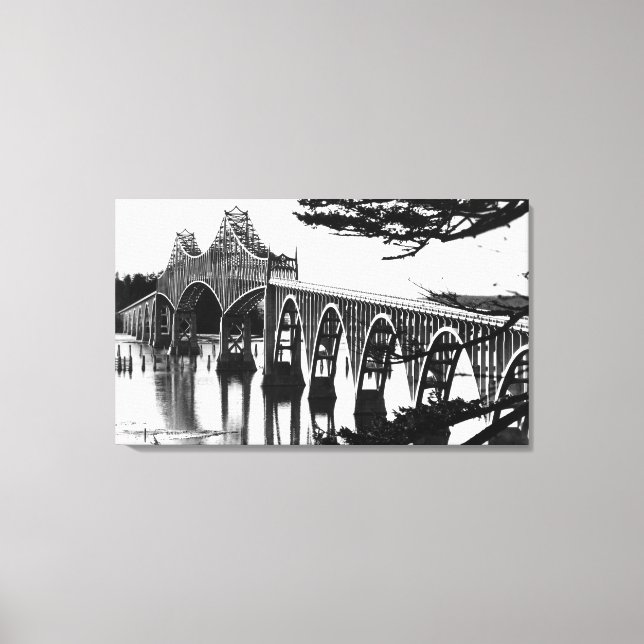 Lienzo Fotografía del puente de Coos BayNorth Bend, OR (Anverso)