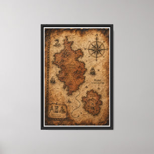 Lienzo Fotografía editorial de mapa del tesoro náutico an