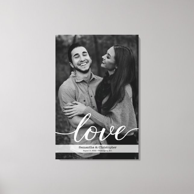 Lienzo Fotografía romántica y elegante de compromiso en b (Anverso)