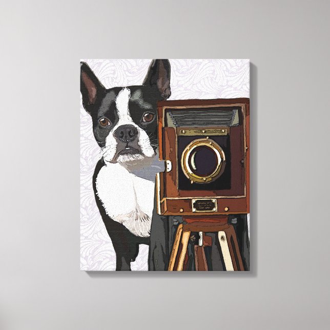 Lienzo Fotógrafo de Boston Terrier (Anverso)