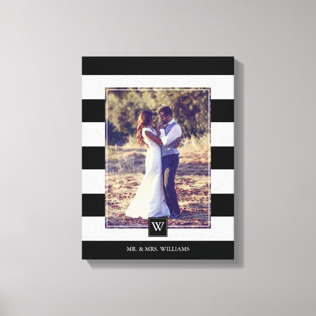 Lienzo Fotos monogramadas en franjas modernas en blanco y (Anverso)