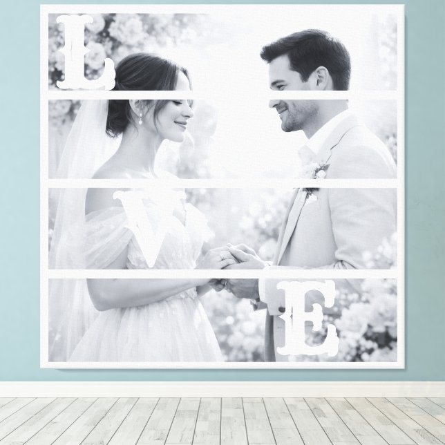 Lienzo Fotos personalizadas de boda "AMOR" (Insitu (piso de madera))