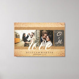 Lienzo Fotos personalizadas de dos parejas con monograma 