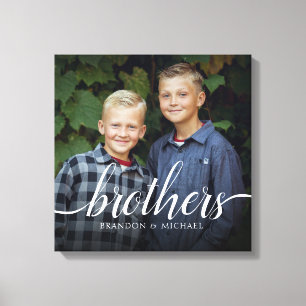 Lienzo Fotos personalizadas de hermanos con escritura a m