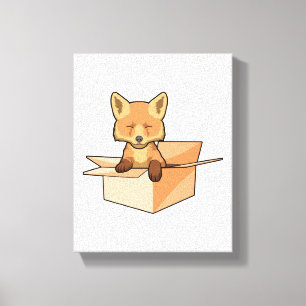 Lienzo Fox como bebé en caja
