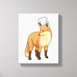 Lienzo Fox como cocinero con gorra de chef