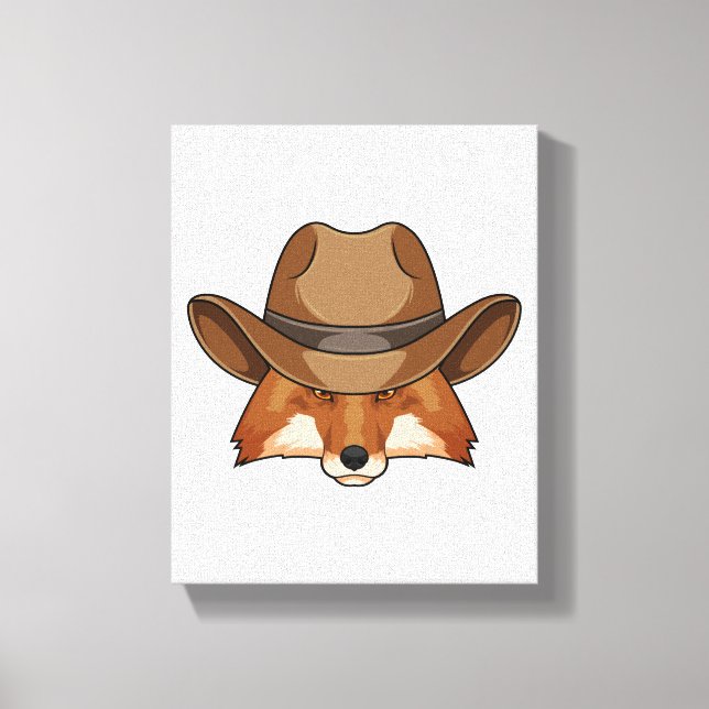Lienzo Fox como Cowboy con Gorra (Anverso)