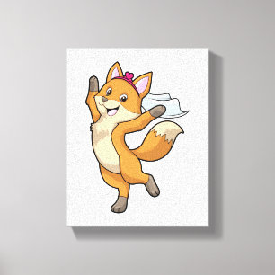 Lienzo Fox como novia con velo y corazón
