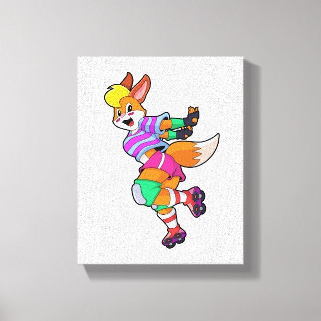 Lienzo Fox como patinador en línea con patines en línea (Anverso)