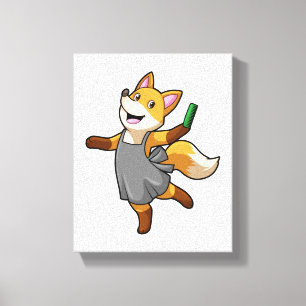 Lienzo Fox como peluquero con tijeras