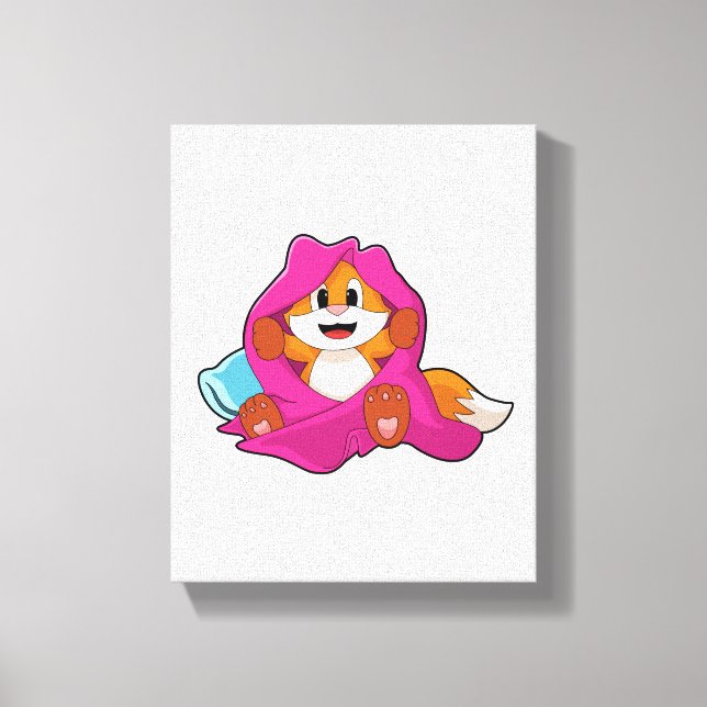 Lienzo Fox con almohada y manta (Anverso)