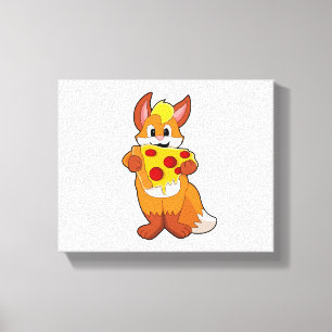 Lienzo Fox con pizza