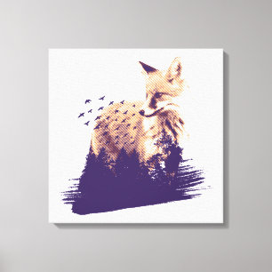 Lienzo Fox Forestal Realista