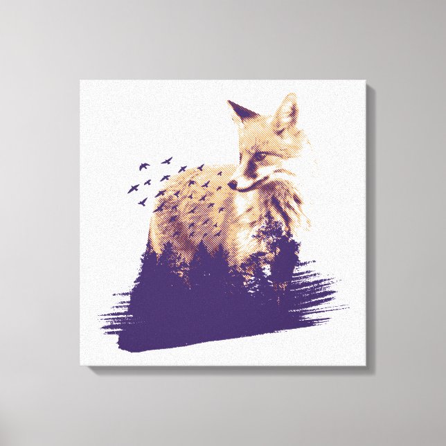 Lienzo Fox Forestal Realista (Anverso)