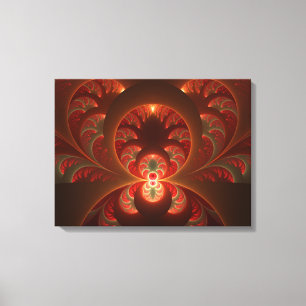 Lienzo Fractal abstracto moderno naranja rojo luminoso