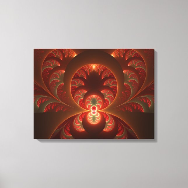 Lienzo Fractal abstracto moderno naranja rojo luminoso (Anverso)