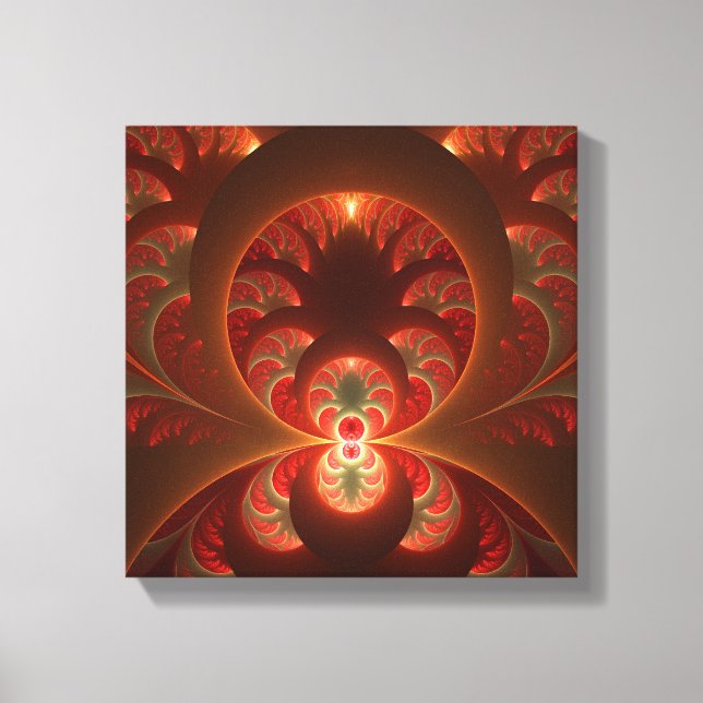 Lienzo Fractal abstracto moderno naranja rojo luminoso (Anverso)