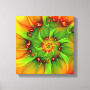Lienzo Fractal de color verde verano caliente Naranja abs
