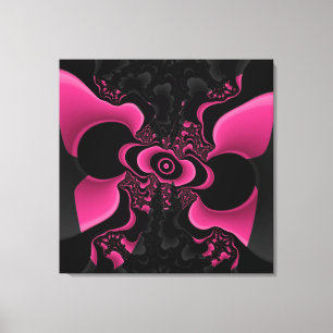 Lienzo Fractal de mariposa negra y rosa