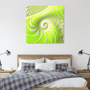 Lienzo Fractal en espiral abstracto moderno de color verd