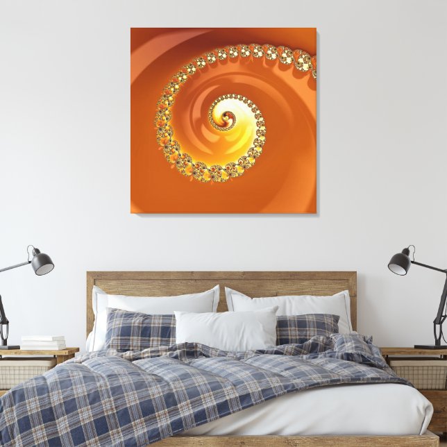 Lienzo Fractal en espiral de gradiente dorado naranja abs (Insitu(Dormitorio))