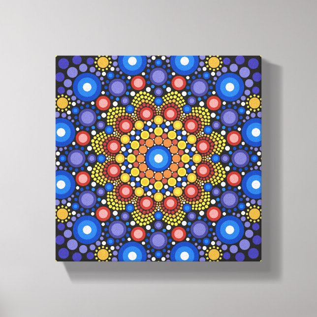 Lienzo Fractal floral Dotado Retro Mandala (Anverso)